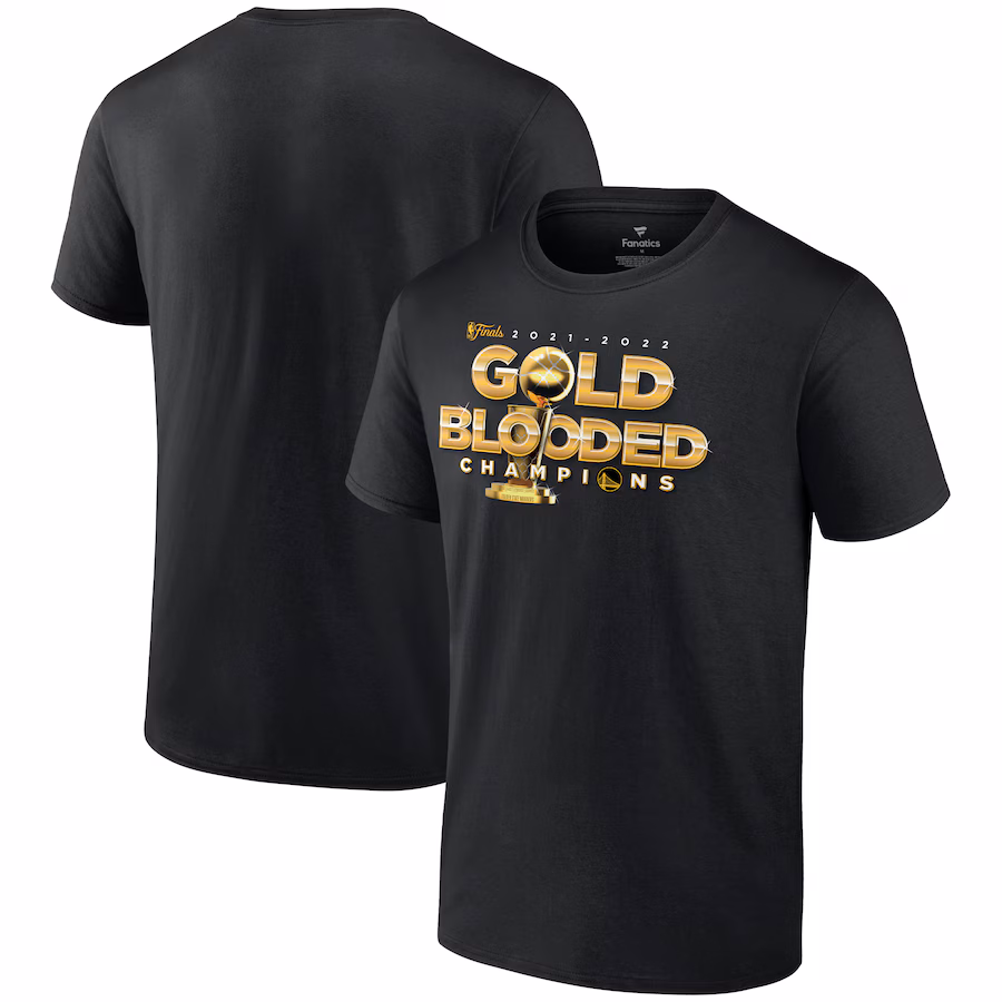 Men's Golden State Warriors Fanatics Black 2022 NBA Finals Champions Gold Blooded T-Shirt - ujerseystore