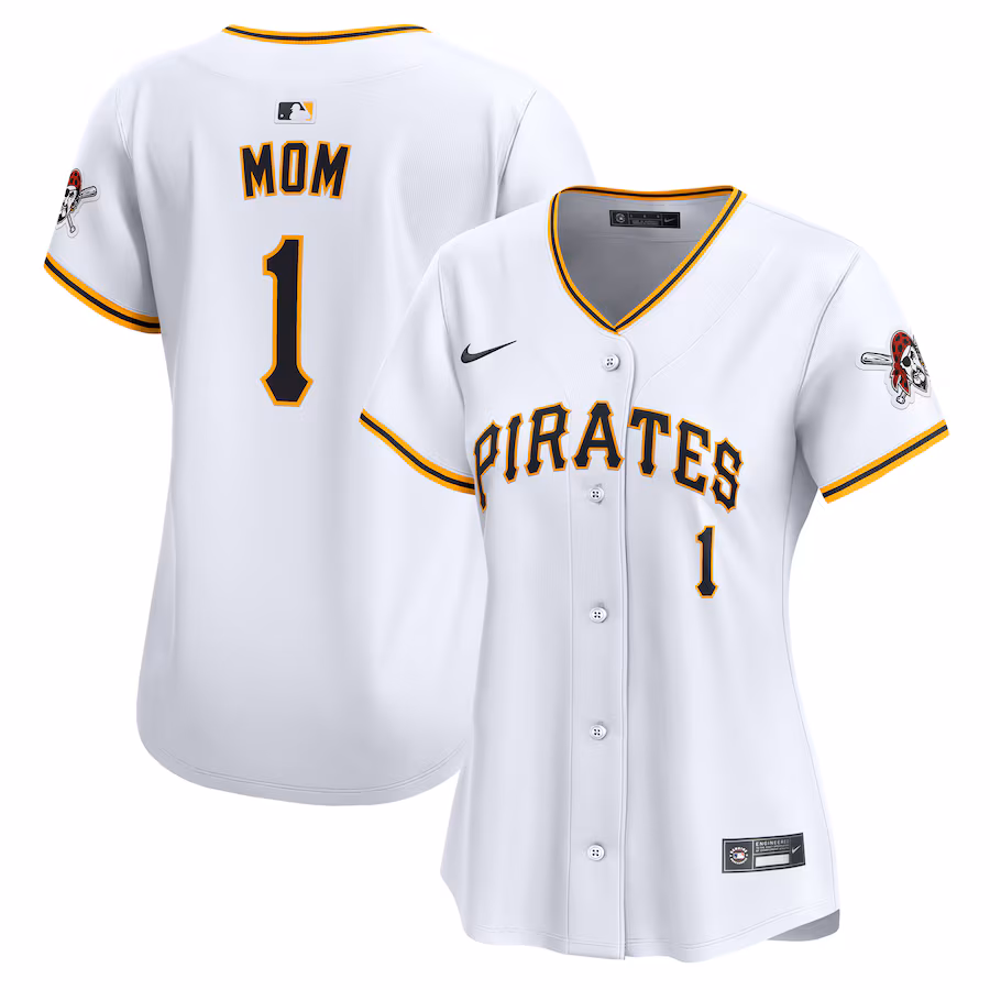 Women's Pittsburgh Pirates Nike White #1 Mom Home Limited Jersey - ujerseystore