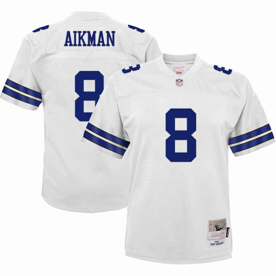 Youth Dallas Cowboys Troy Aikman Mitchell & Ness White Retired Player Legacy Jersey - ujerseystore