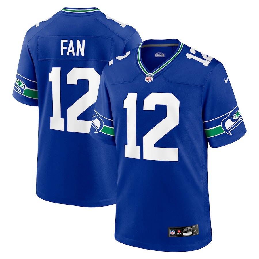 Men's Seattle Seahawks 12s Nike Royal Throwback Player Game Jersey - ujerseystore