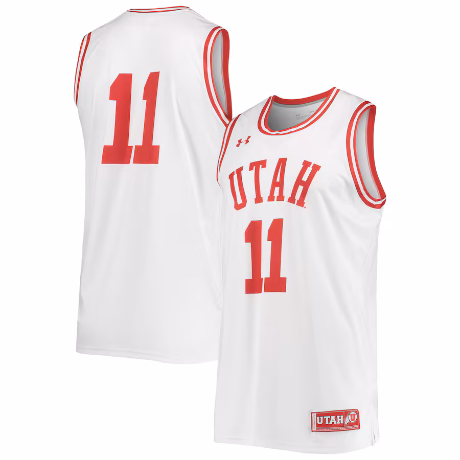 #11 Utah Utes Under Armour Replica Basketball Jersey - White - ujerseystore