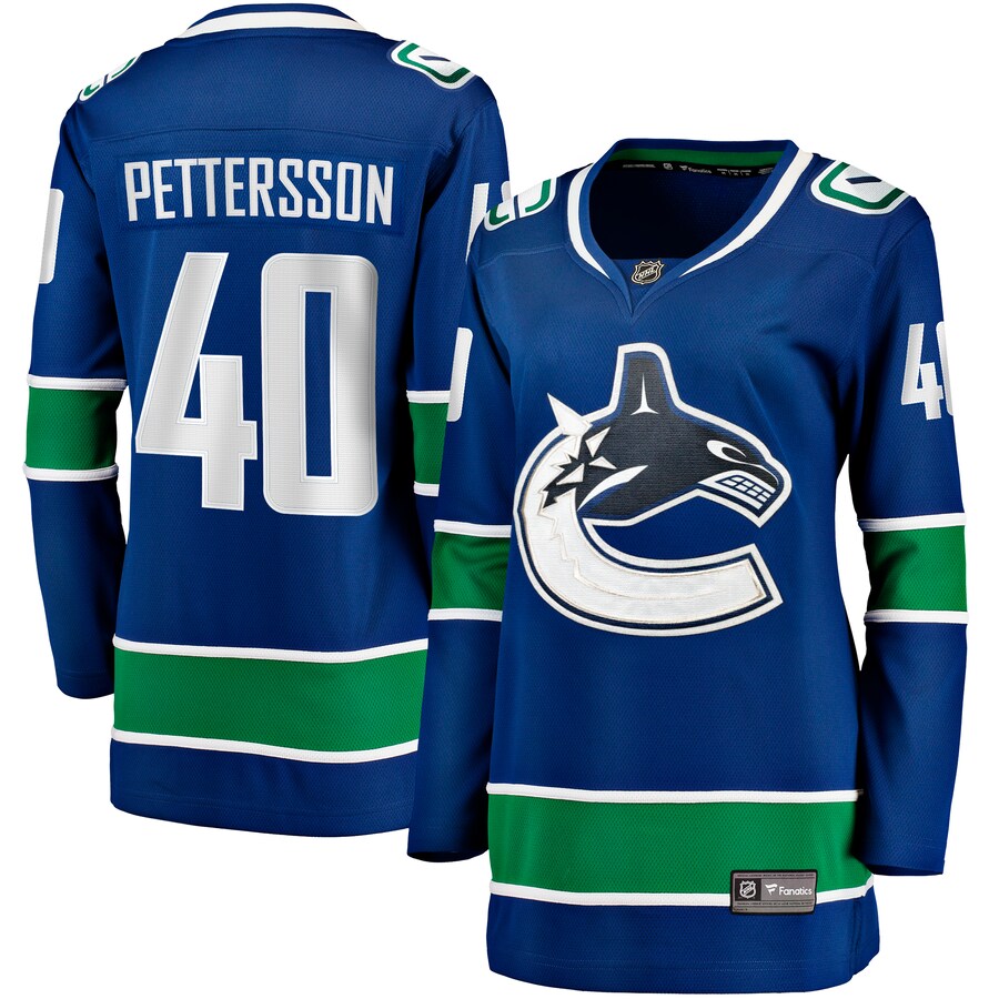 Women's Vancouver Canucks Elias Pettersson Fanatics Branded Blue Home Breakaway Player Jersey - ujerseystore