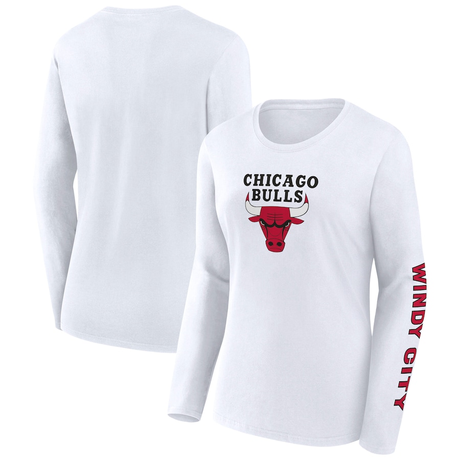 Women's Chicago Bulls Fanatics White Long Sleeve T-Shirt - ujerseystore