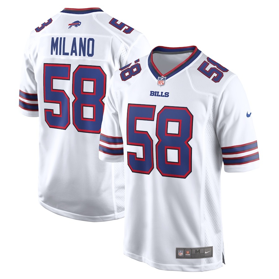 Men's Buffalo Bills Matt Milano Nike White Away Game Player Jersey - ujerseystore