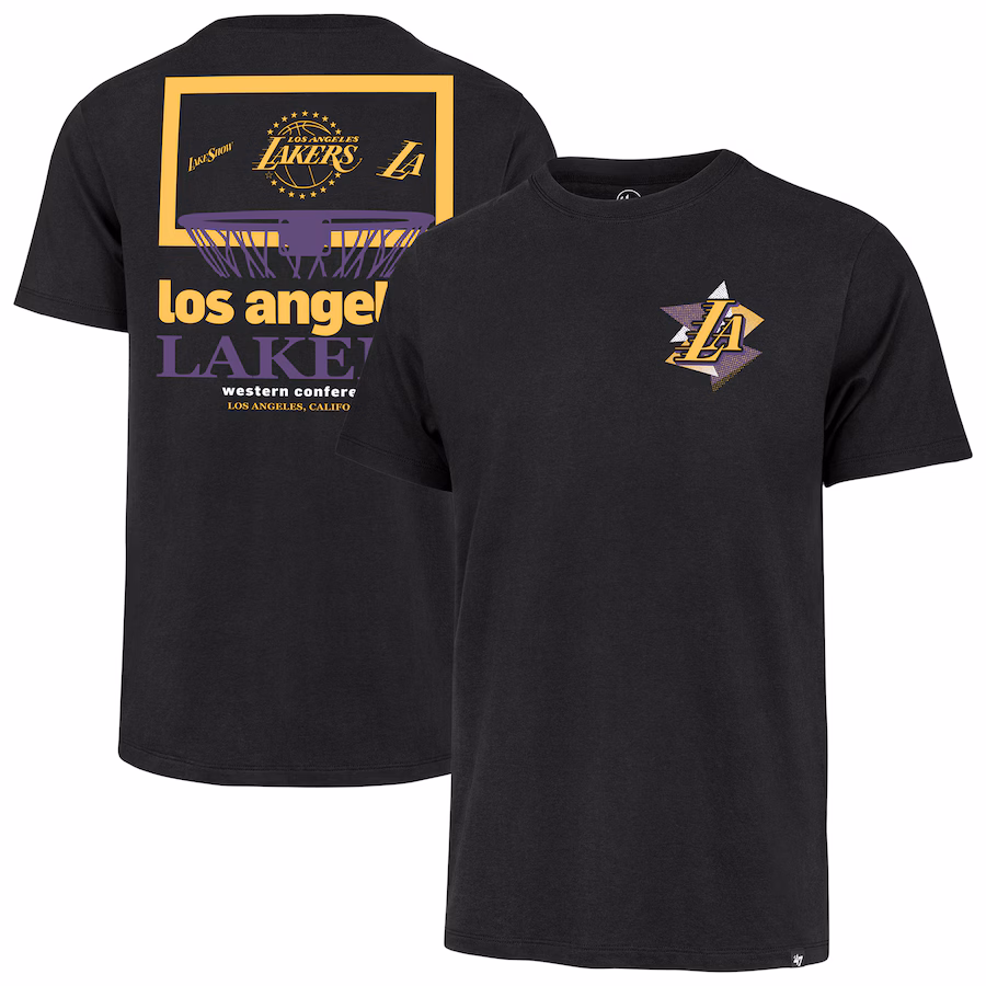 Men's Los Angeles Lakers  '47 Black City Edition Backboard Franklin T-Shirt - ujerseystore