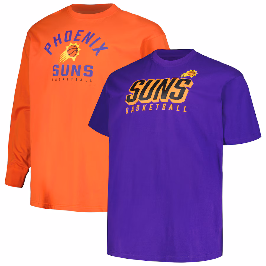 Men's Phoenix Suns Fanatics Purple/Orange Big & Tall Short Sleeve & Long Sleeve T-Shirt Set - ujerseystore
