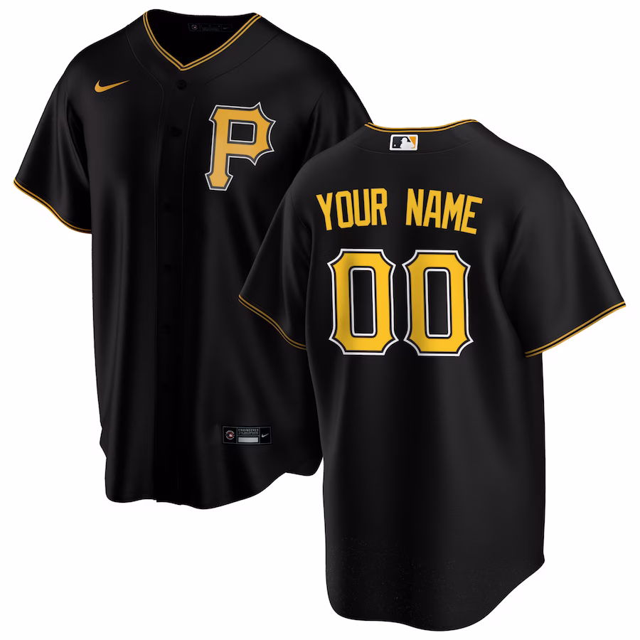 Men's Pittsburgh Pirates Nike Black Alternate Replica Custom Jersey - ujerseystore