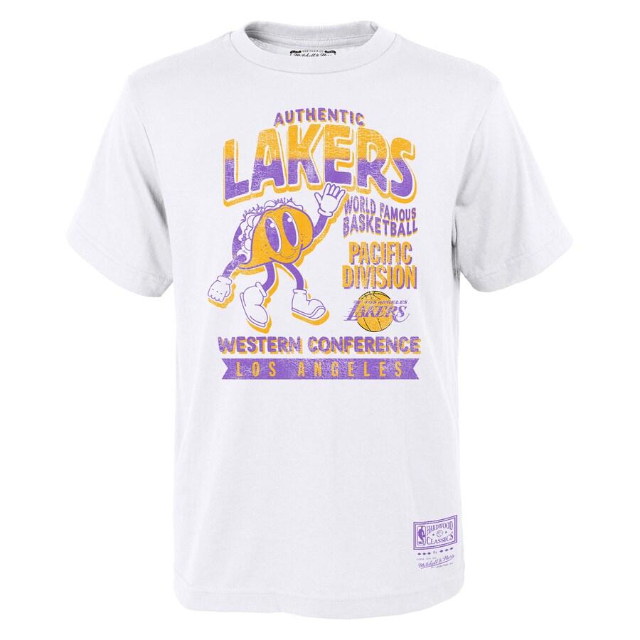 Youth Los Angeles Lakers Mitchell & Ness White Concession Food Character T-Shirt - ujerseystore