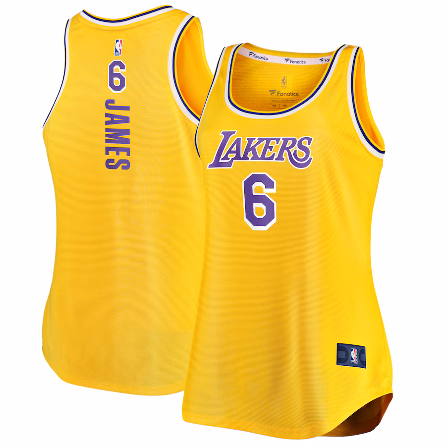 Women's Los Angeles Lakers LeBron James Fanatics Gold Fast Break Tank Jersey - Icon Edition - ujerseystore