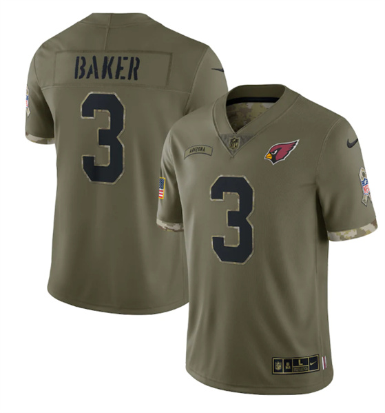 Men's Arizona Cardinals #3 Budda Baker 2022 Olive Salute To Service Limited Stitched Jersey - ujerseystore