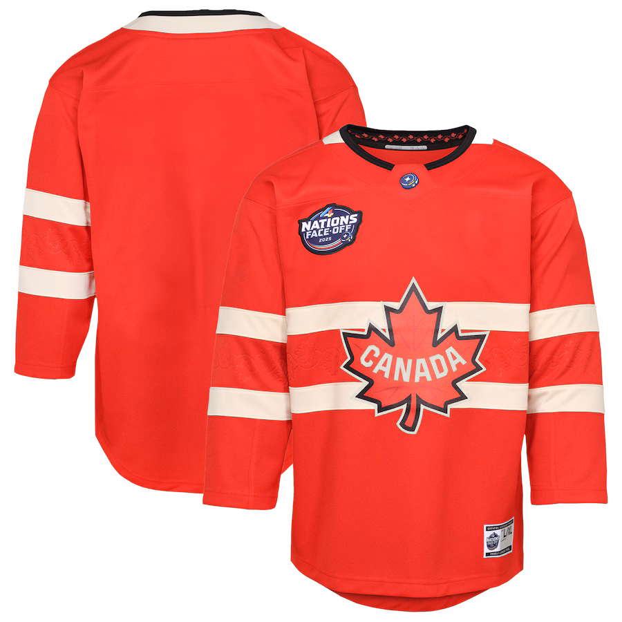 Youth Canada Red 2025 4 Nations Face-Off Premier Jersey - ujerseystore