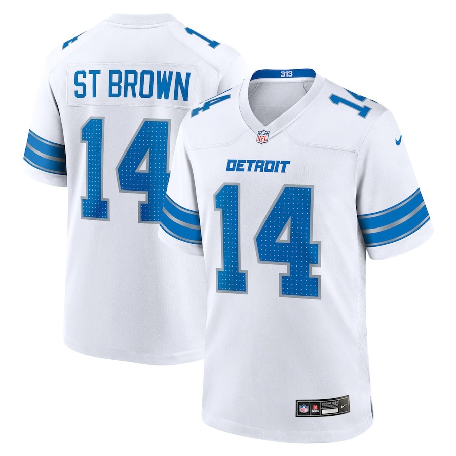 Men's Detroit Lions Amon-Ra St. Brown Nike White Game Jersey - ujerseystore