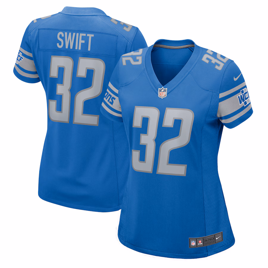 Women's Detroit Lions D'Andre Swift Nike Blue Team Game Jersey - ujerseystore