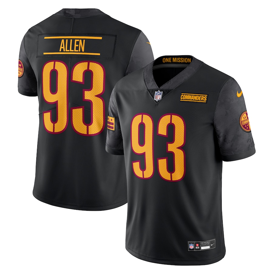 Men's Washington Commanders Jonathan Allen Nike Black Alternate Vapor Untouchable Limited Jersey - ujerseystore