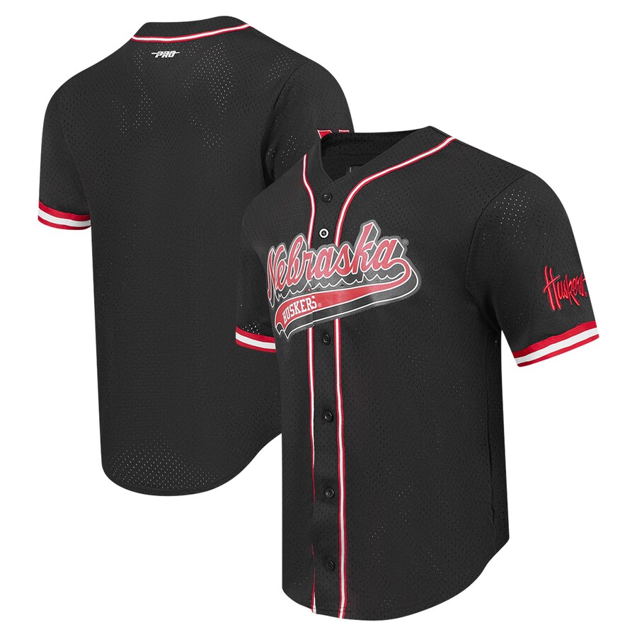 Nebraska Huskers Pro Standard Mesh Full-Button Replica Baseball Jersey - Black - ujerseystore