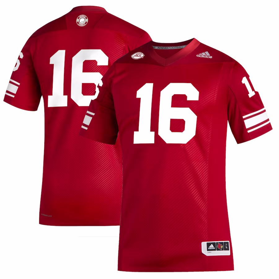 #16 Louisville Cardinals adidas Premier Strategy Football Jersey - Red - ujerseystore