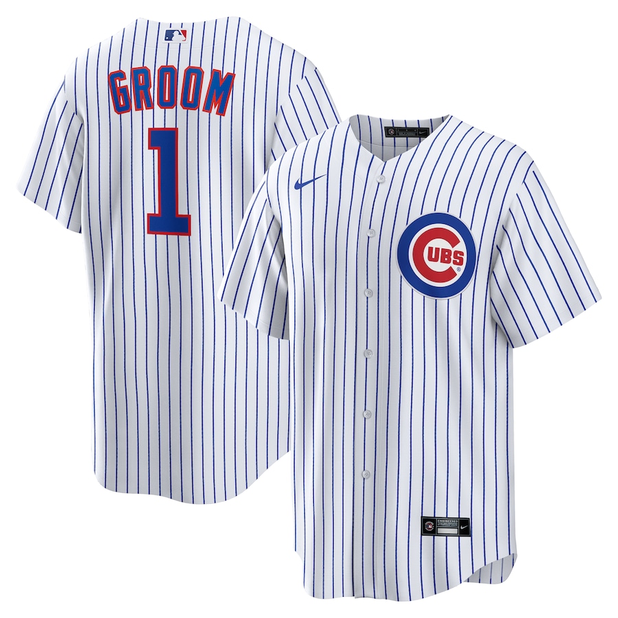 Men's Chicago Cubs Nike White #1 Groom Home Replica Jersey - ujerseystore