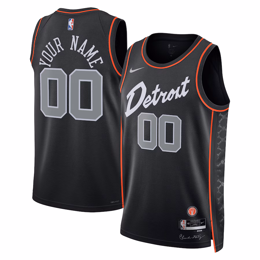 Unisex Detroit Pistons  Nike Black 2023/24 Custom Swingman Jersey - City Edition - ujerseystore