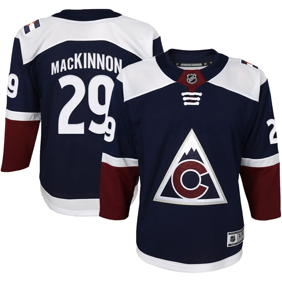 Youth Colorado Avalanche Nathan MacKinnon Navy Alternate Premier Player Jersey - ujerseystore