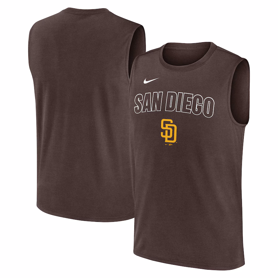 Men's San Diego Padres Nike Brown Knockout Performance Muscle Tank Top - ujerseystore