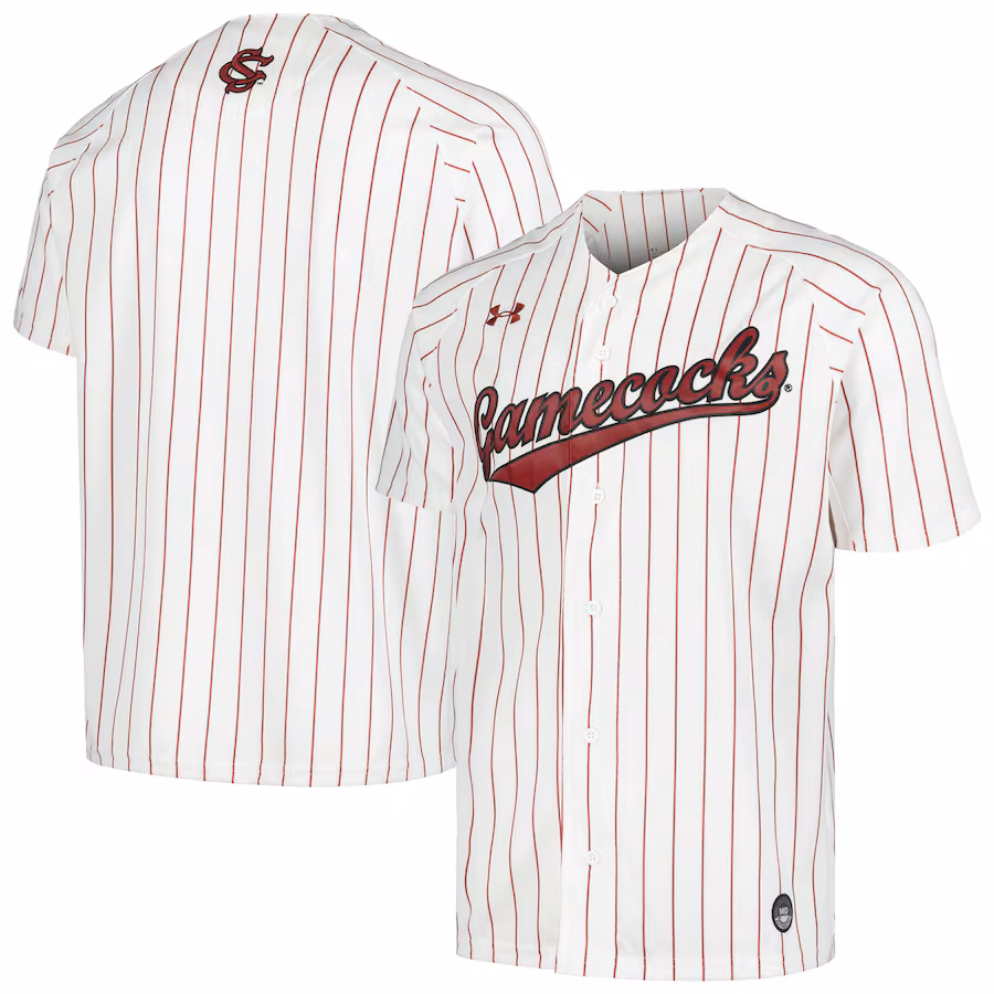 Men's Under Armour White South Carolina Gamecocks Softball V-Neck Jersey - ujerseystore
