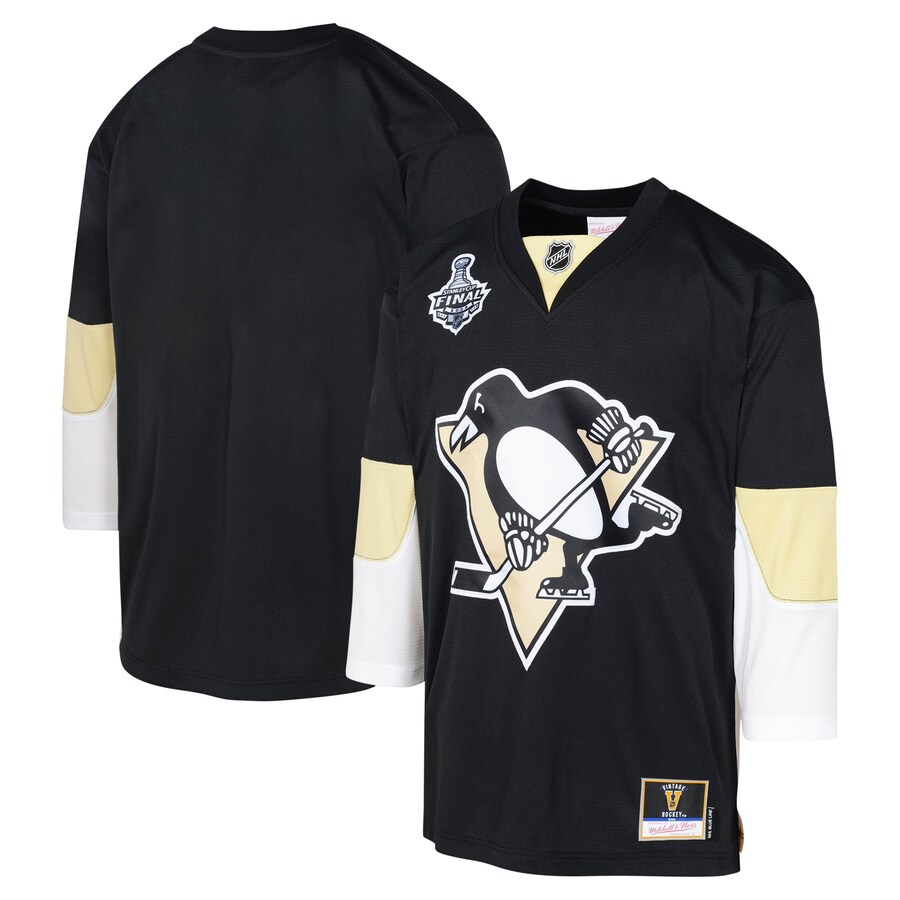 Youth Pittsburgh Penguins Mitchell & Ness Black 2008 Blue Line Blank Jersey - ujerseystore