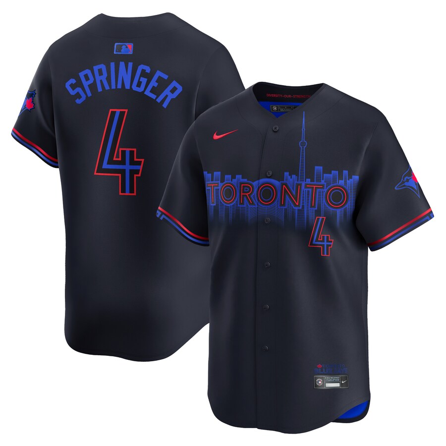 Men's Toronto Blue Jays George Springer Nike Black 2024 City Connect Limited Player Jersey - ujerseystore