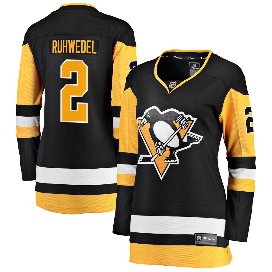 Women's Pittsburgh Penguins Chad Ruhwedel Fanatics Branded Black Premier Breakaway Player Jersey - ujerseystore