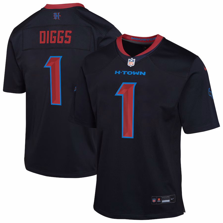 Youth Houston Texans Stefon Diggs Nike Navy Alternate Player Game Jersey - ujerseystore