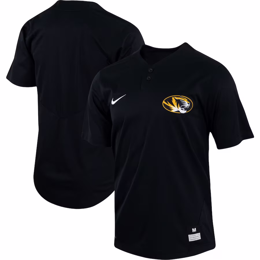 Missouri Tigers Nike Two-Button Replica Baseball Jersey - Black - ujerseystore