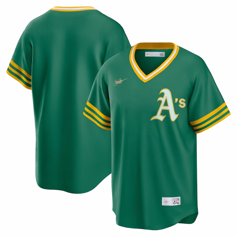 Men's Oakland Athletics Nike Kelly Green Road Cooperstown Collection Team Jersey - ujerseystore