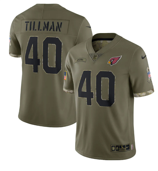 Men's Arizona Cardinals #40 Pat Tillman 2022 Olive Salute To Service Limited Stitched Jersey - ujerseystore