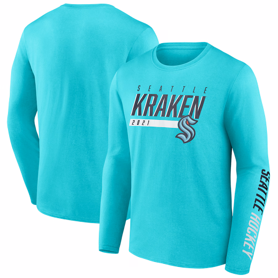 Men's Seattle Kraken Fanatics Light Blue Long Sleeve T-Shirt - ujerseystore