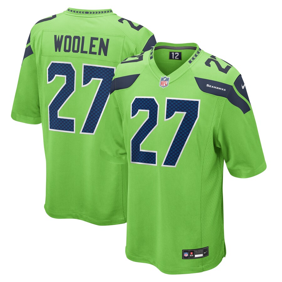 Men's Seattle Seahawks Tariq Woolen Nike Neon Green  Game Jersey - ujerseystore