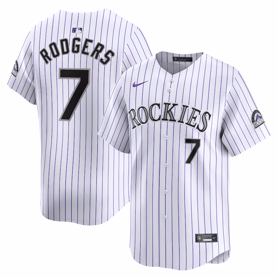 Men's Colorado Rockies Brendan Rodgers Nike White Home Limited Player Jersey - ujerseystore