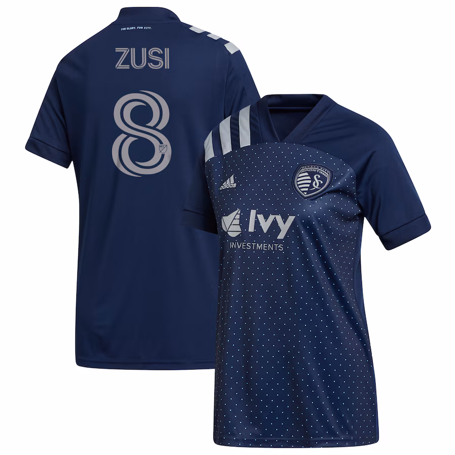 Women's Sporting Kansas City Graham Zusi adidas Navy 2020 Swiss Dots Replica Jersey - ujerseystore