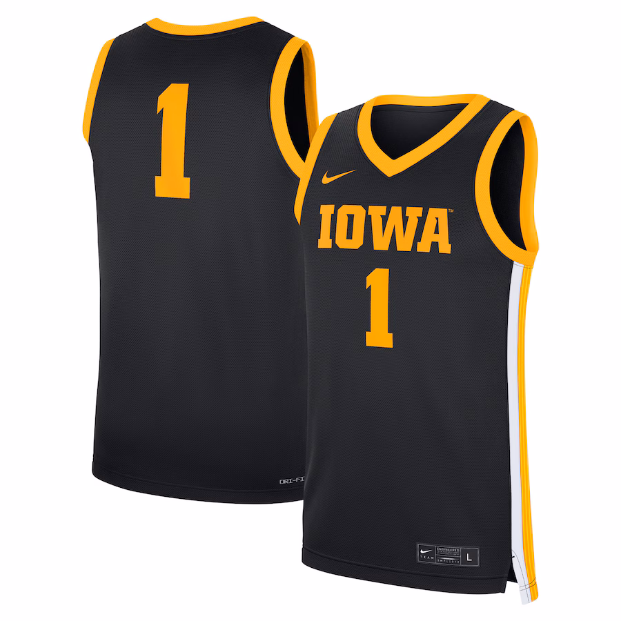 Men's Nike #1 Black Iowa Hawkeyes Road Replica Jersey - ujerseystore