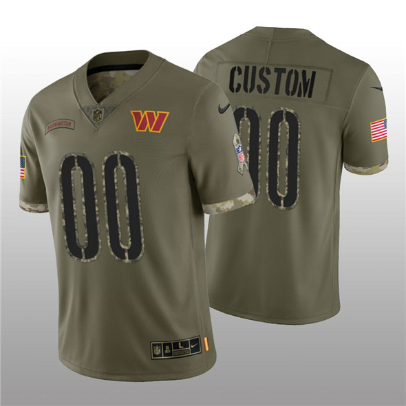 Men's Washington Commanders ACTIVE PLAYER Custom 2022 Olive Salute To Service Limited Stitched Jersey - ujerseystore