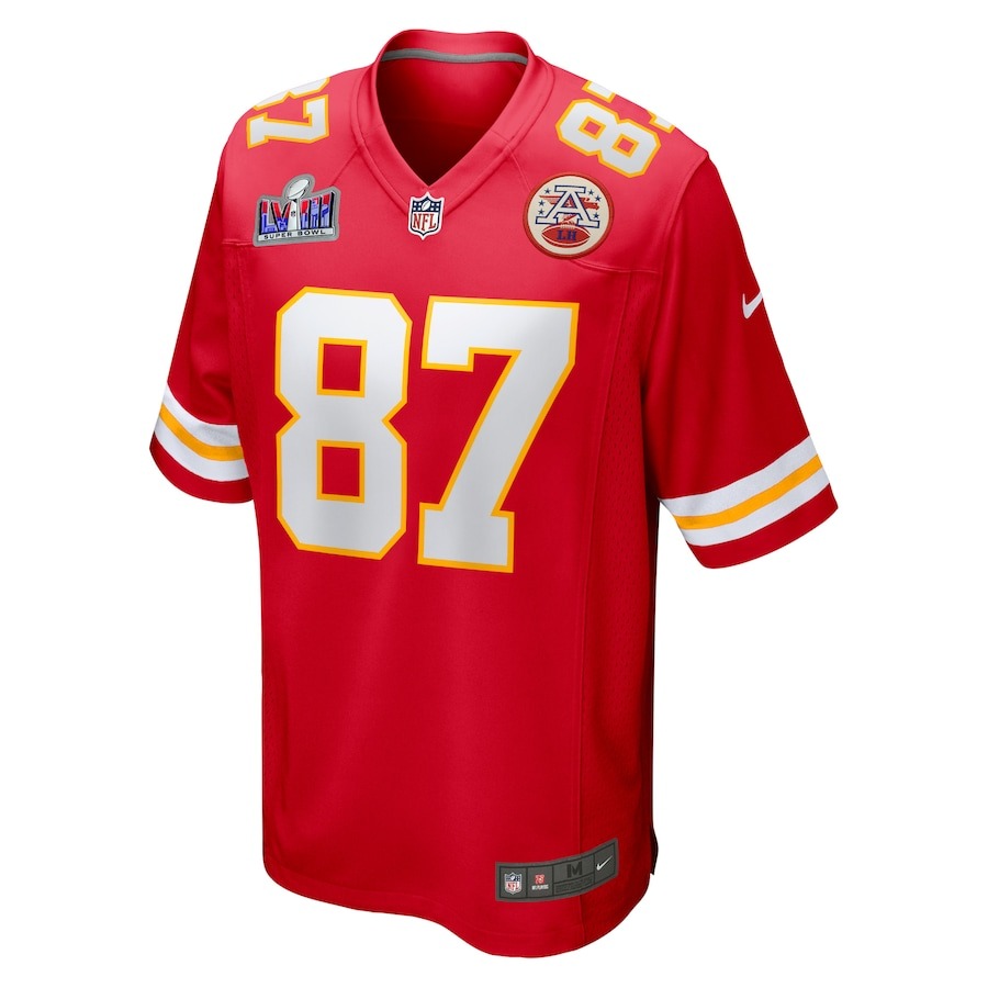 Men's Kansas City Chiefs Travis Kelce Nike Red Super Bowl LVIII Game Jersey - ujerseystore