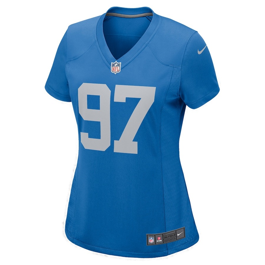 Women's Detroit Lions Aidan Hutchinson Nike Blue Player Jersey - ujerseystore