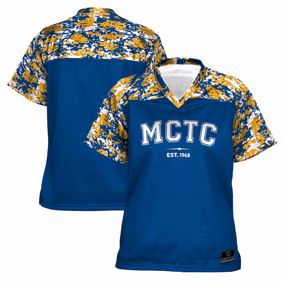 Women's ProSphere  Blue Maysville Community and Technical College Camo Football Jersey - ujerseystore