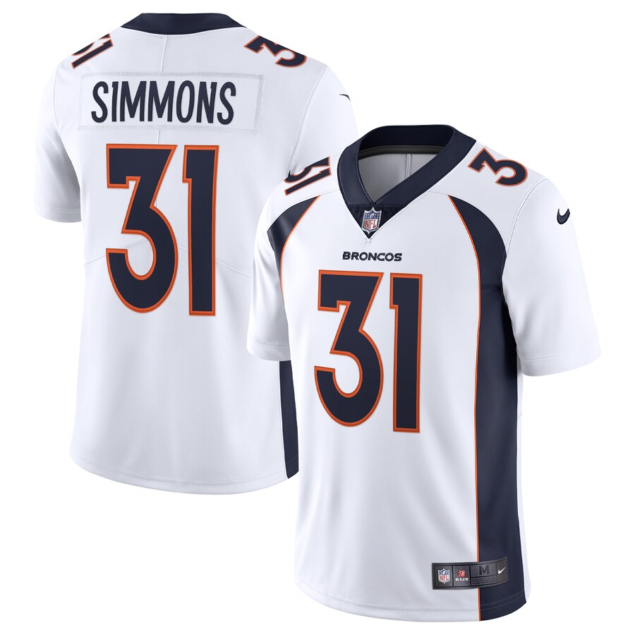 Men's Denver Broncos Justin Simmons Nike White Vapor Limited Jersey - ujerseystore