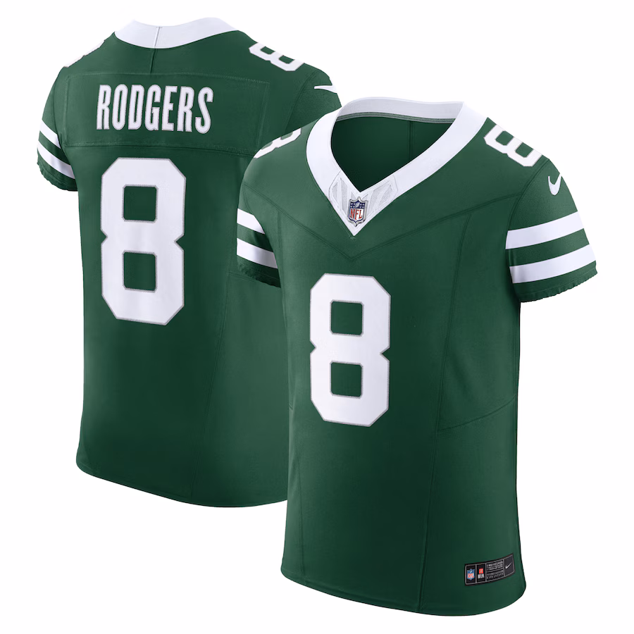 Men's New York Jets Aaron Rodgers Nike Gotham Green Vapor F.U.S.E. Elite Jersey - ujerseystore