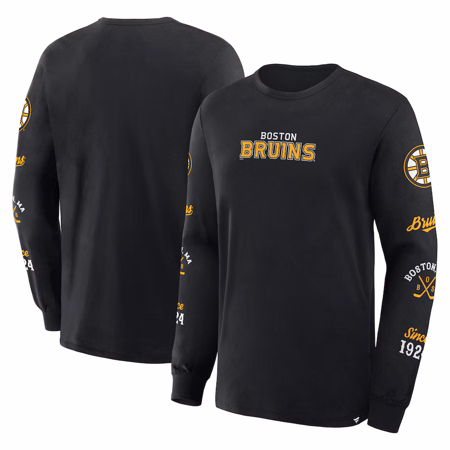 Men's Boston Bruins Fanatics Black Boxed In Legacy Long Sleeve T-Shirt - ujerseystore