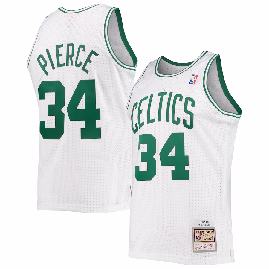 Men's Boston Celtics Paul Pierce Mitchell & Ness White Hardwood Classics Swingman Jersey - ujerseystore