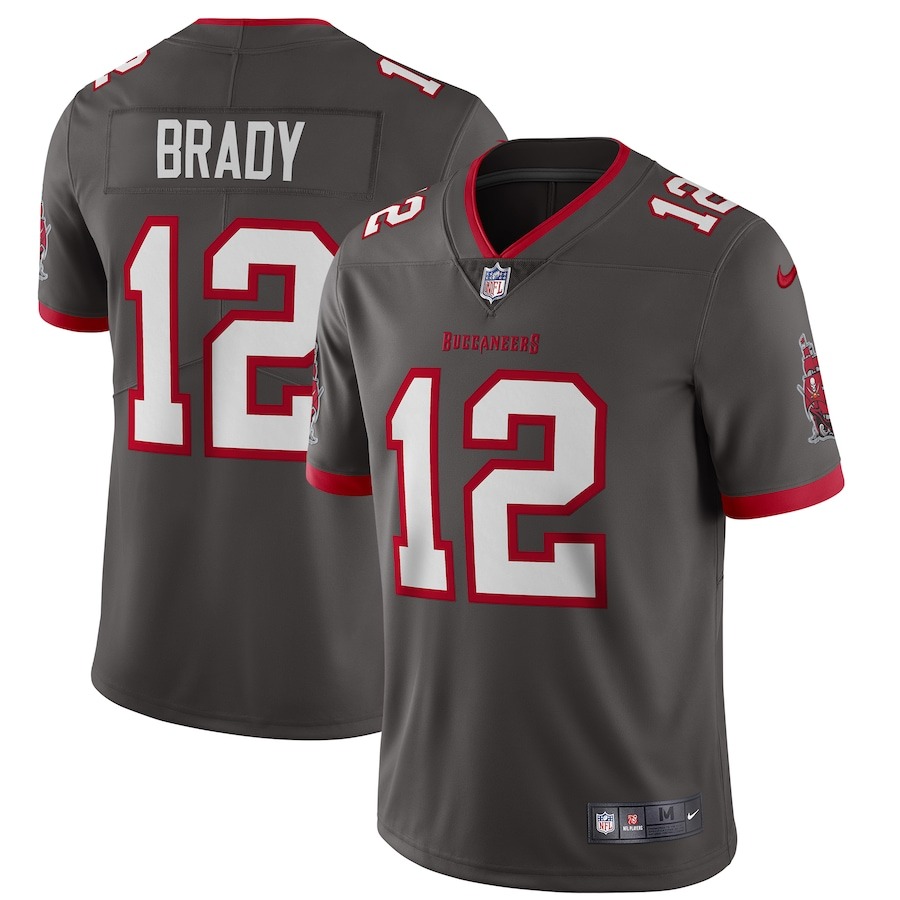 Men's Tampa Bay Buccaneers Tom Brady Nike Pewter Alternate Vapor Limited Jersey - ujerseystore