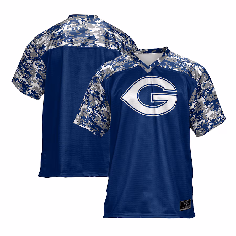 Youth ProSphere Blue Grayson College Vikings Camo Football Jersey - ujerseystore