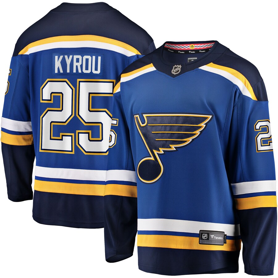 Men's St. Louis Blues Jordan Kyrou Fanatics Branded Blue Home Team Breakaway Player Jersey - ujerseystore