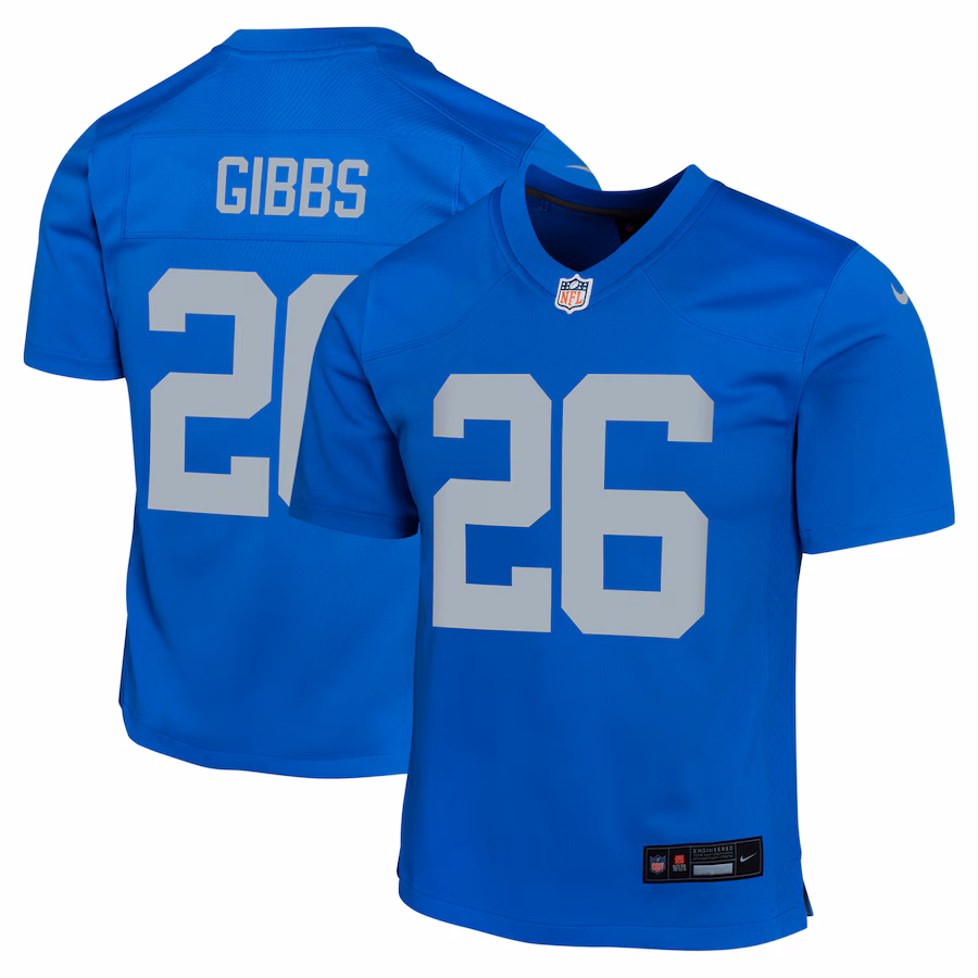 Youth Detroit Lions Jahmyr Gibbs Nike  Blue Alternate Game Jersey - ujerseystore
