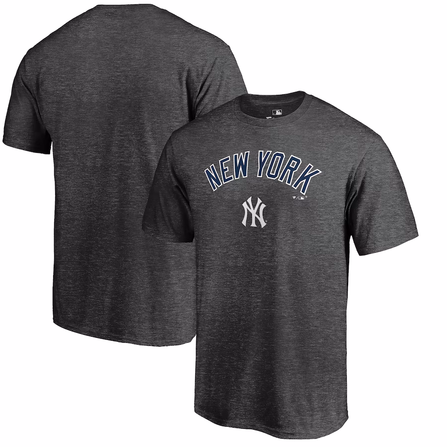 Men's New York Yankees Heathered Charcoal Team Lockup T-Shirt - ujerseystore